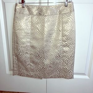 The Loft cream & silvery gold zebra print skirt